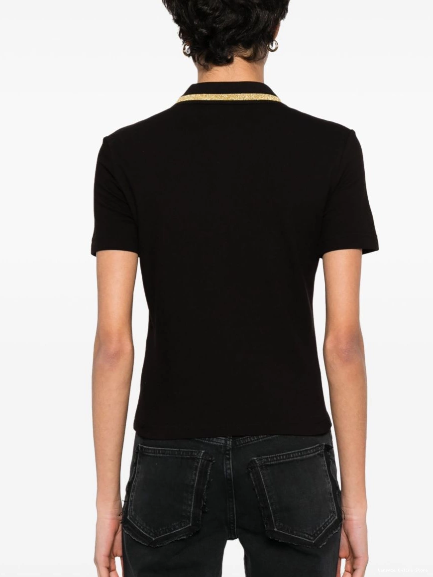 Cheap Jeans Couture Versace Women V-Emblem pique polo shirt 0327